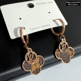 Сережки мед.сталь24К 10491 (3,5см.)